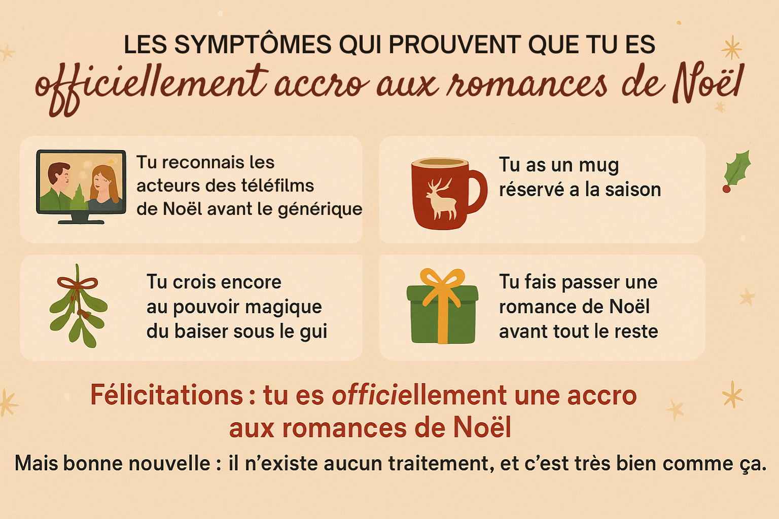 Symptôme de l'addiction aux romances de Noël